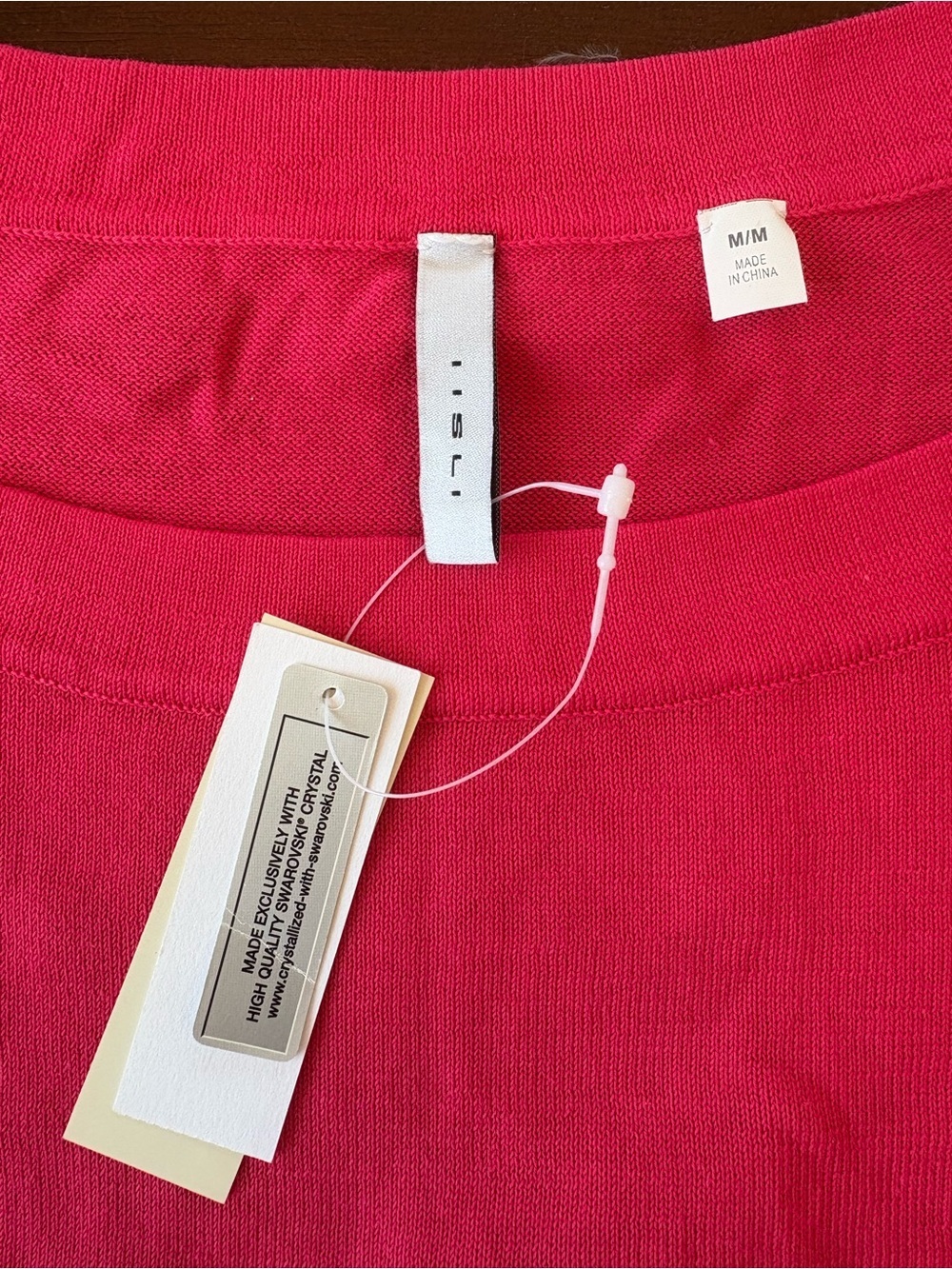 Fuchsia Knit Top with Crew Neck - Picture 2 of 4